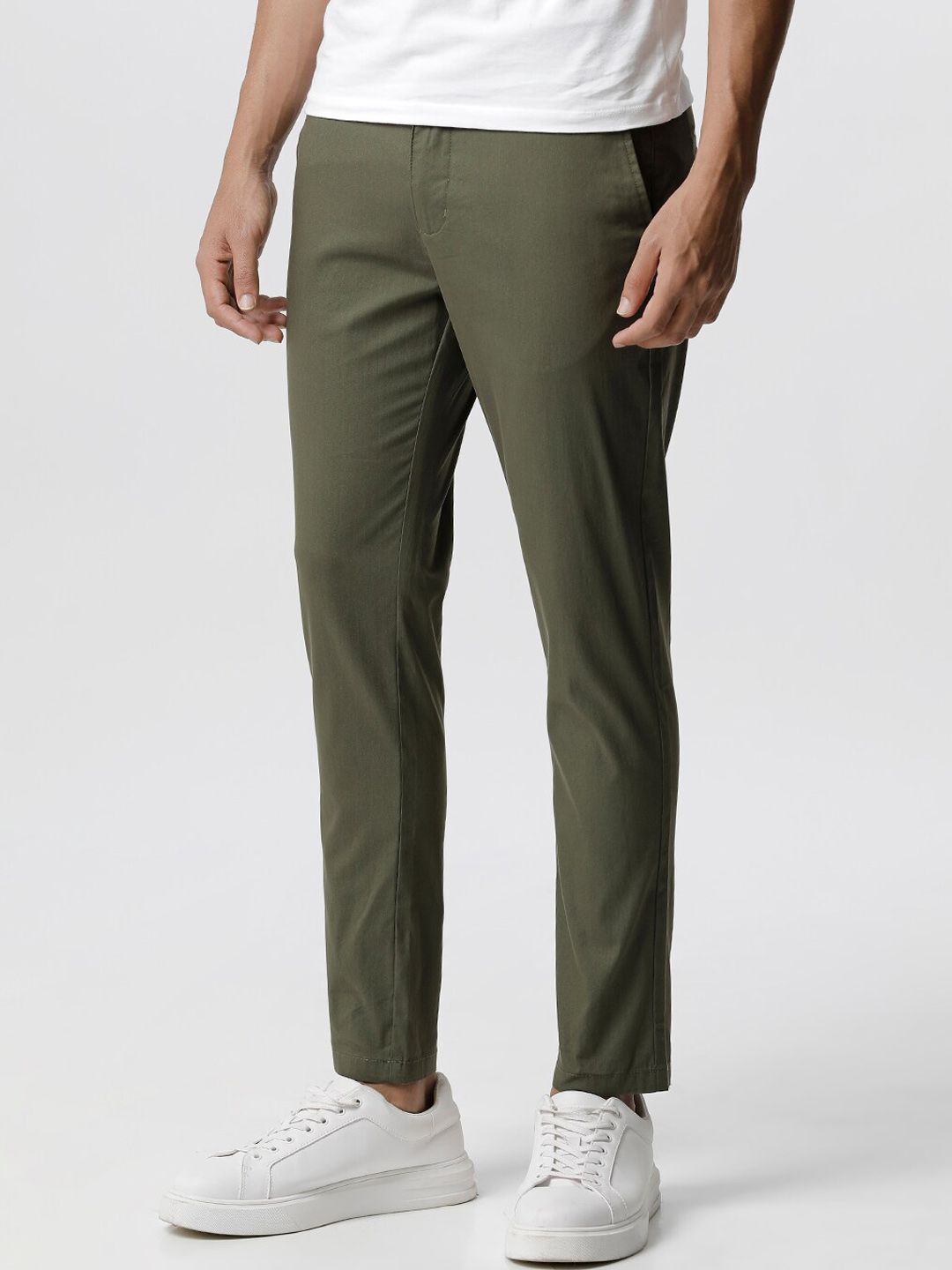 THE BEAR HOUSE Men Tapered Fit Mid-Rise Pure Cotton Chinos