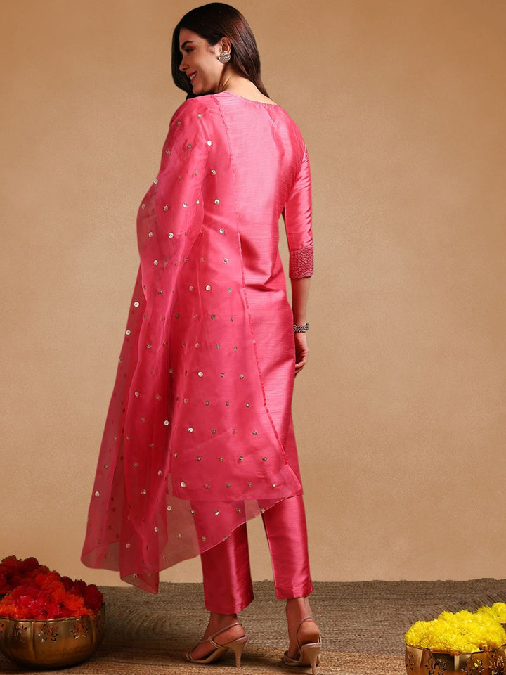 KALINI Ethnic Motifs Embroidered Regular Kurta with Trousers & Dupatta