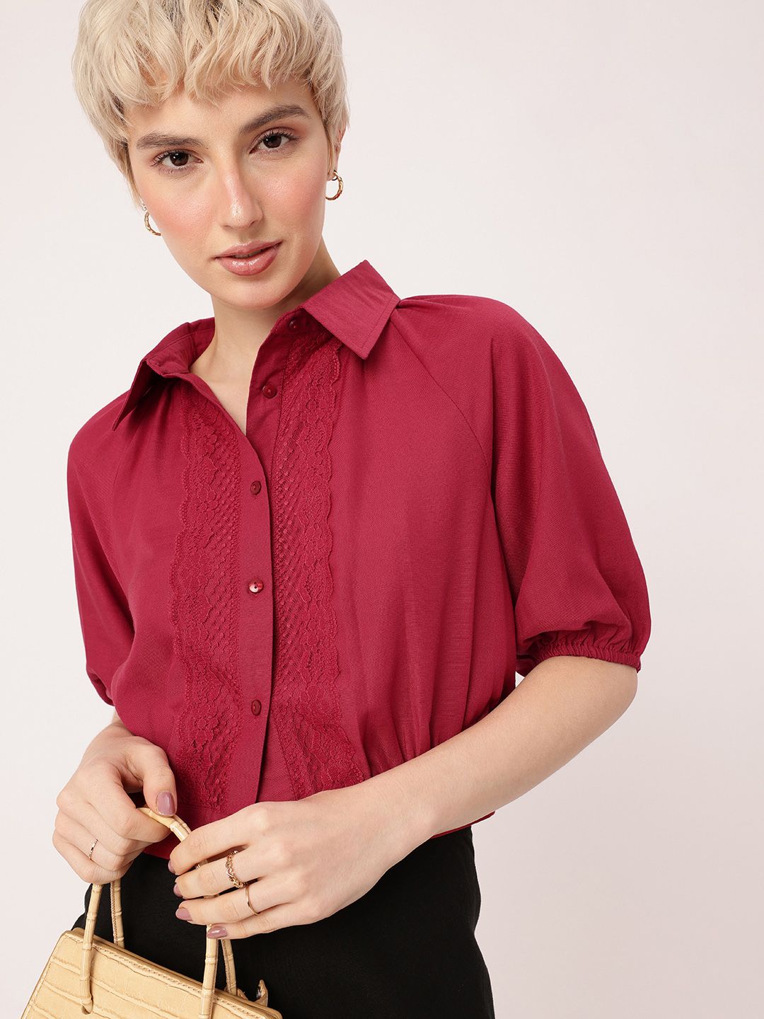DressBerry Cute Femi Lace-y Love Crop Shirt