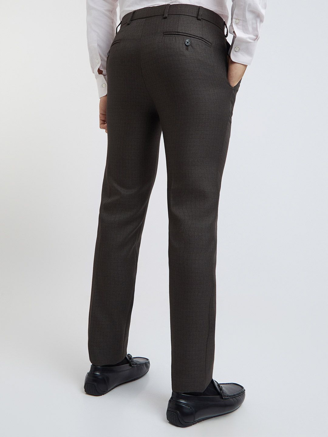 Raymond Men Checked Slim Fit Mid-Rise Formal Trousers
