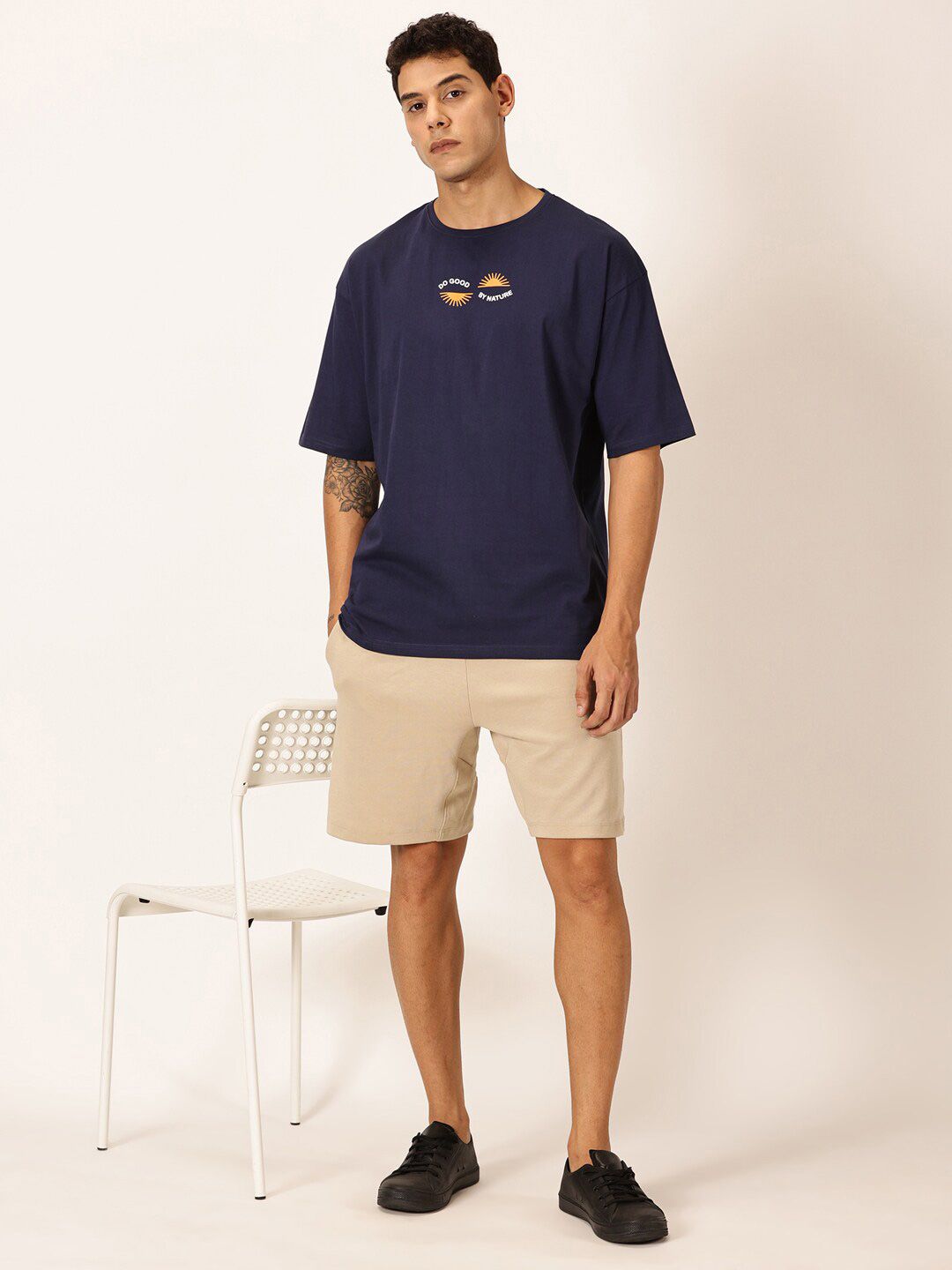 Thomas Scott Round Neck Printed Cotton Oversized T-shirt