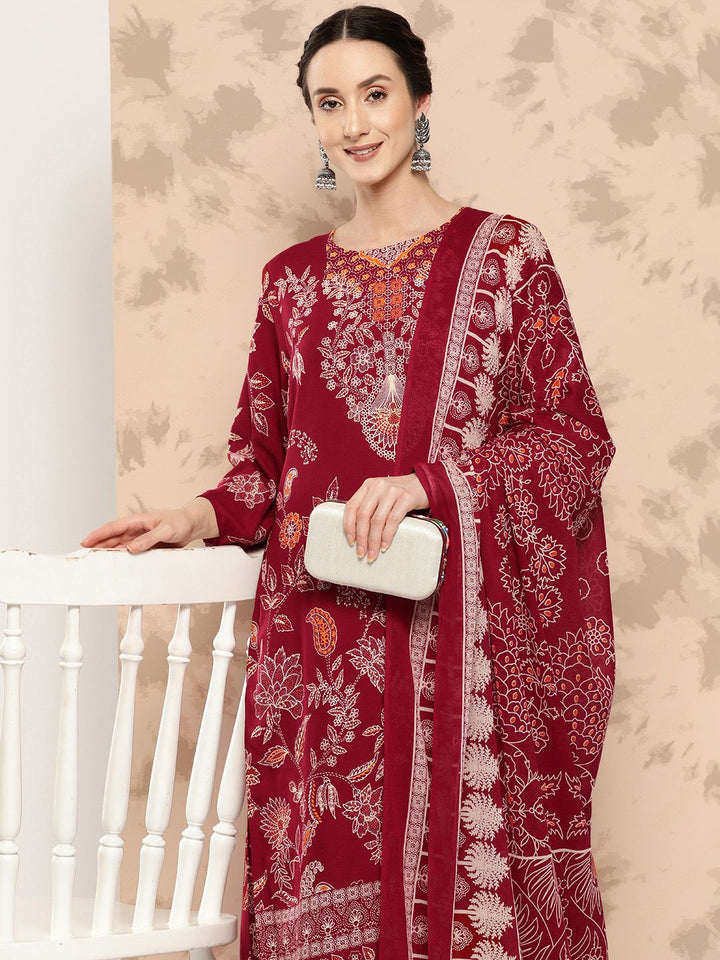 Anouk Ethnic Motifs Printed Kurta with Trousers & Dupatta