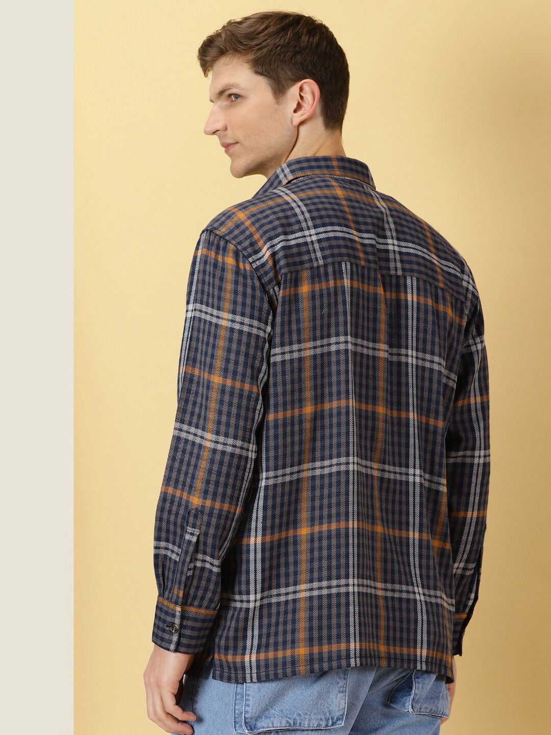 Thomas Scott Smart Tartan Checks Opaque Oversized Casual Shirt