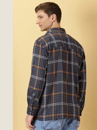 Thomas Scott Smart Tartan Checks Opaque Oversized Casual Shirt