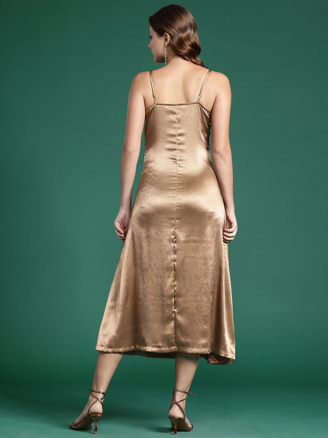 DressBerry Satin A-Line Midi Dress