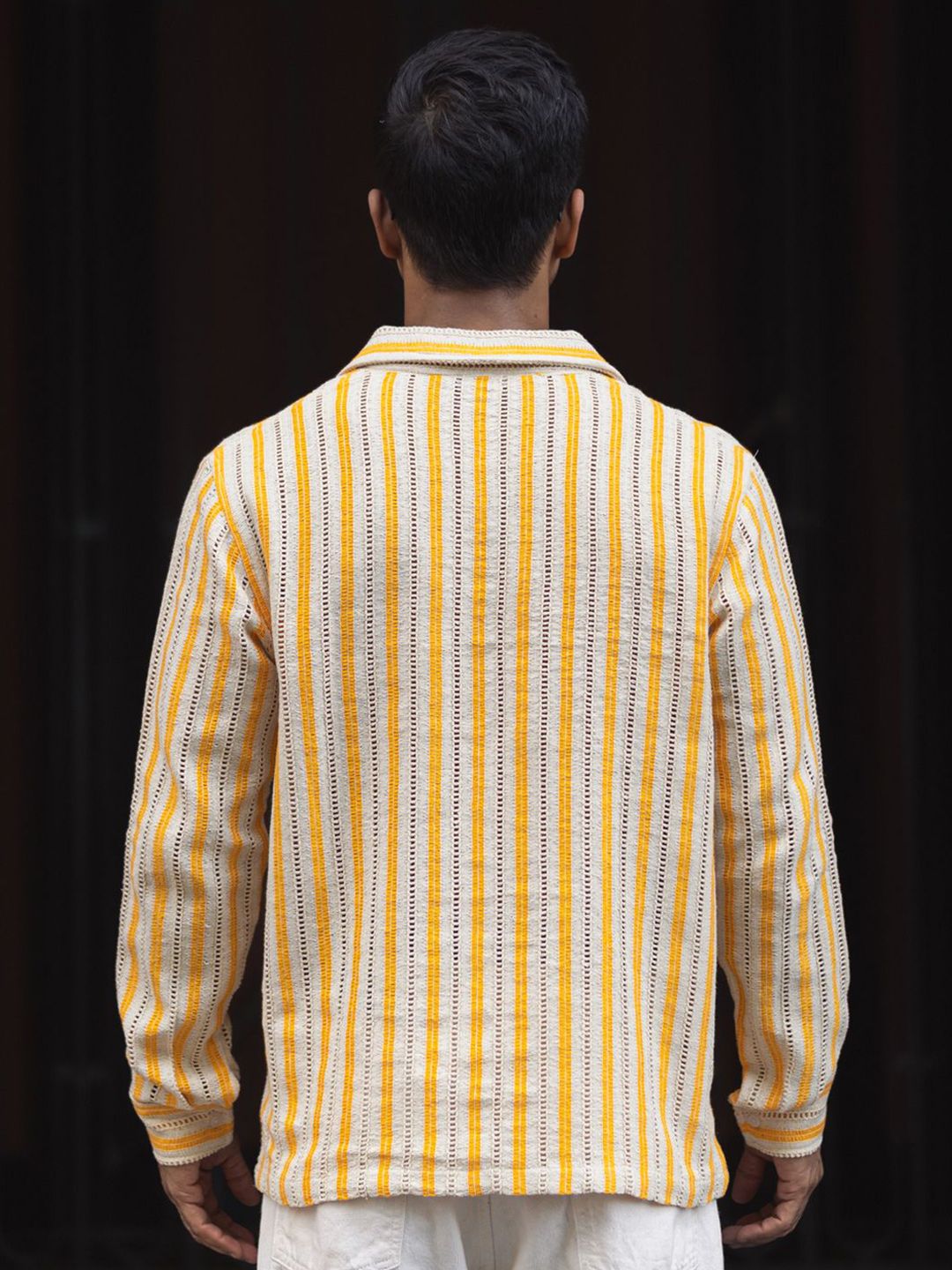 Powerlook Men Spread Collar Vertical Striped Casual Shirt