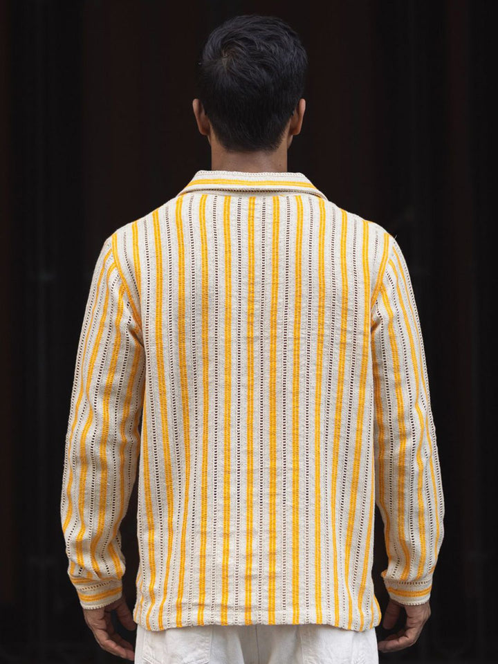 Powerlook Men Spread Collar Vertical Striped Casual Shirt