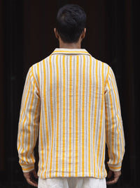 Powerlook Men Spread Collar Vertical Striped Casual Shirt