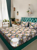Myntra Elegant Grey Floral 300 TC King 7D Bedsheet with 2 Pillow Covers
