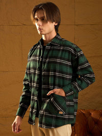 DENNISON Men Double Pocket Drop Shoulder Oversized Cotton Checked Shacket