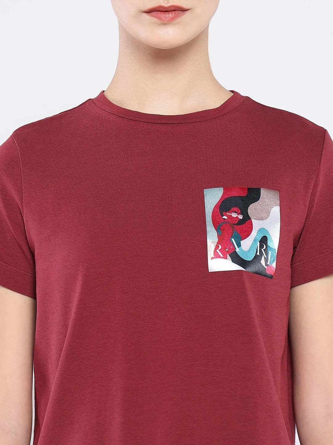 Rareism Wanita Grafik T-Shirt Leher Pusingan Dicetak