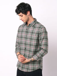 VASTRADO Classic Tartan Checked Slim Fit Pure Cotton Casual Shirt