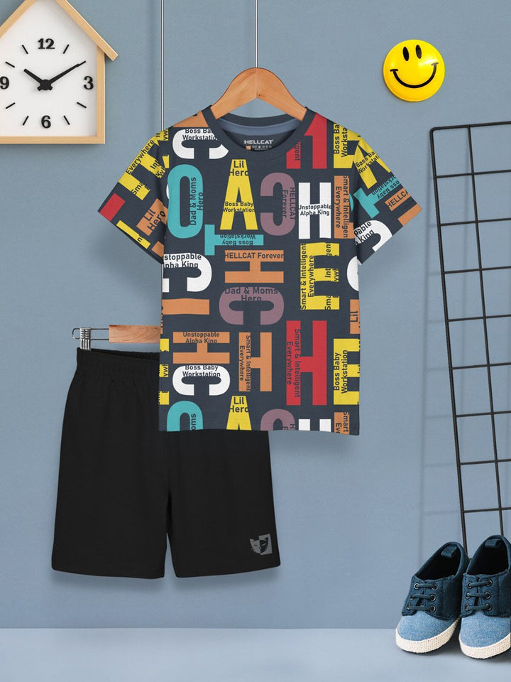 HELLCAT Boys Pack Of 3 Printed T-shirt with Shorts
