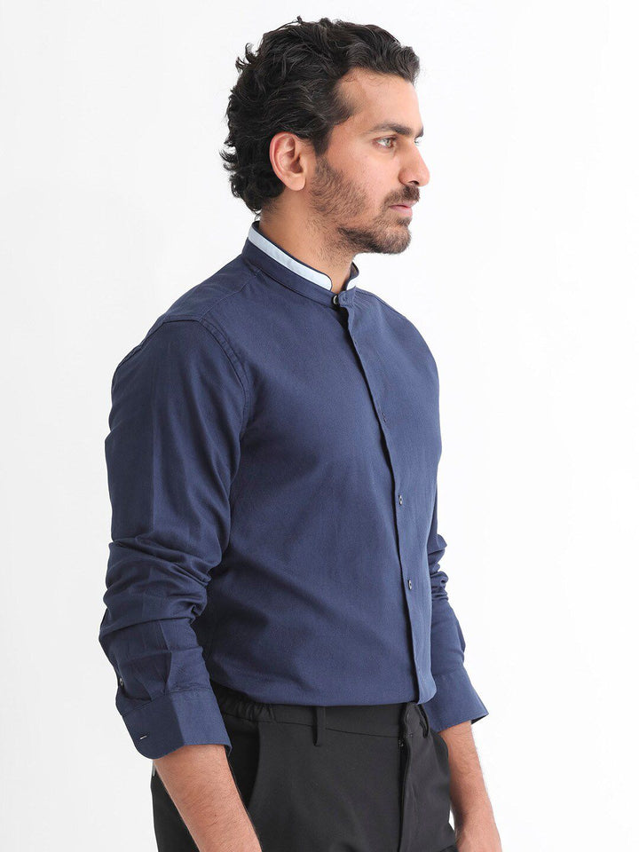 RARE RABBIT Men Tehran Mandarin Collar Slim Fit Opaque Shirt