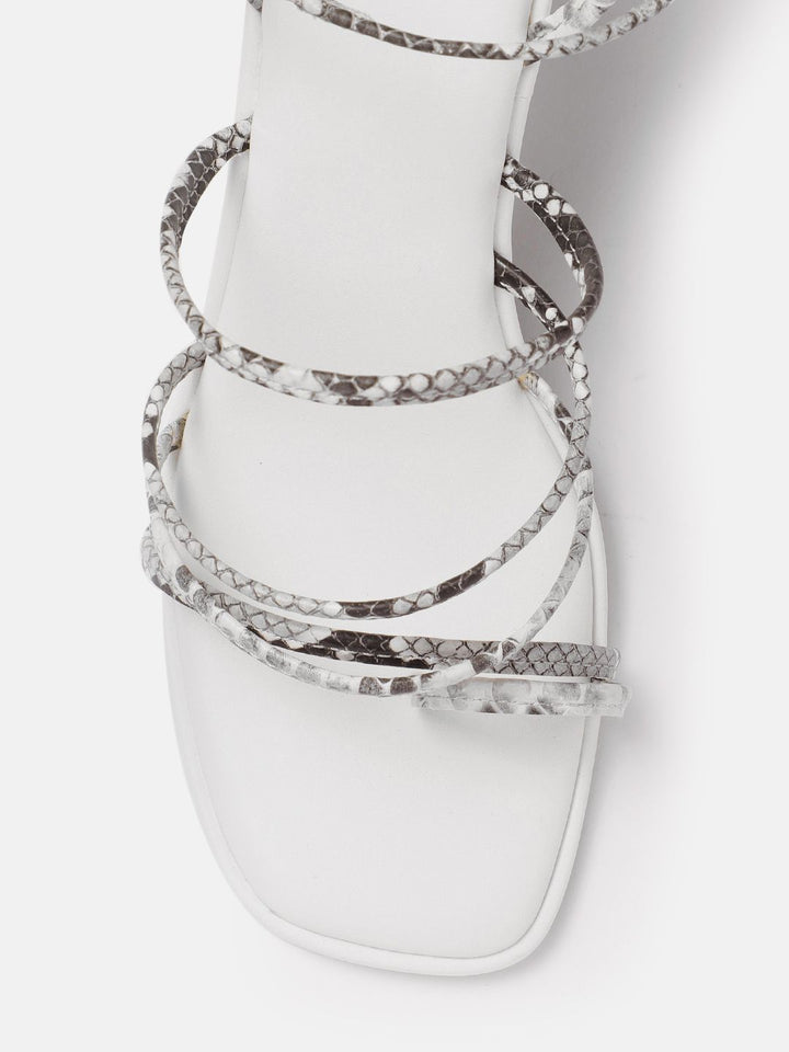 Lino Perros Snakeskin Print Strappy Slim Heels