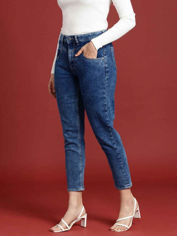 all about you Women Mom Fit High-Rise Heavy Fade Stretchable Jeans