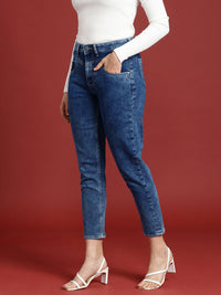all about you Women Mom Fit High-Rise Heavy Fade Stretchable Jeans