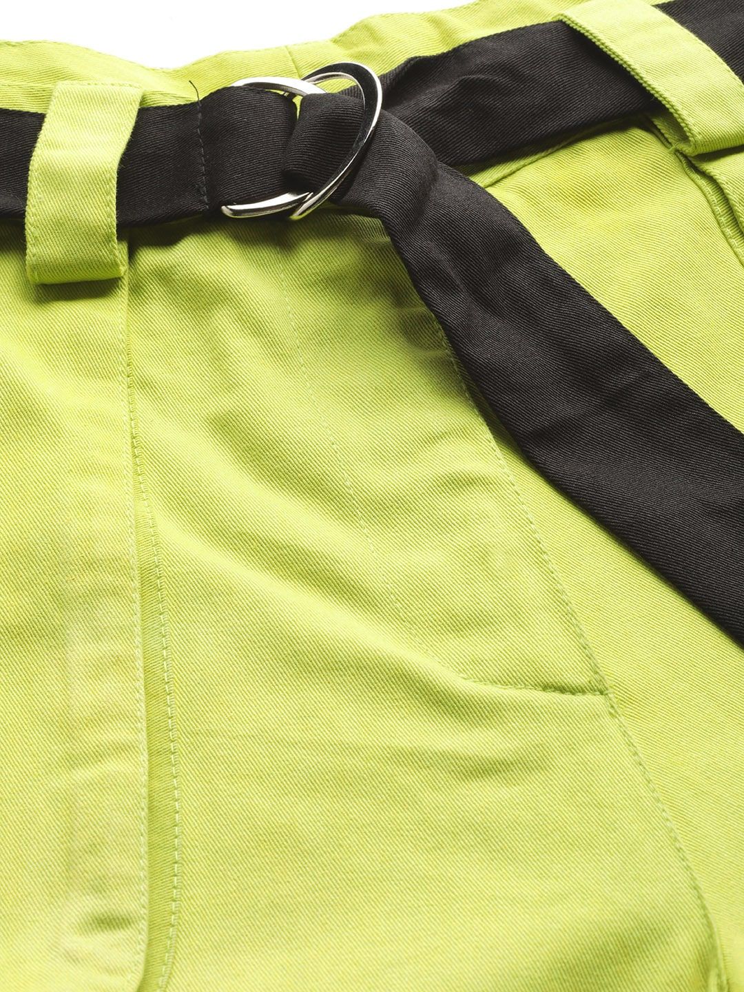STREET 9 Women Lime Green Regular Fit Solid Cargos