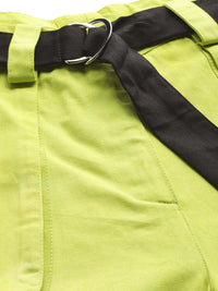 STREET 9 Women Lime Green Regular Fit Solid Cargos