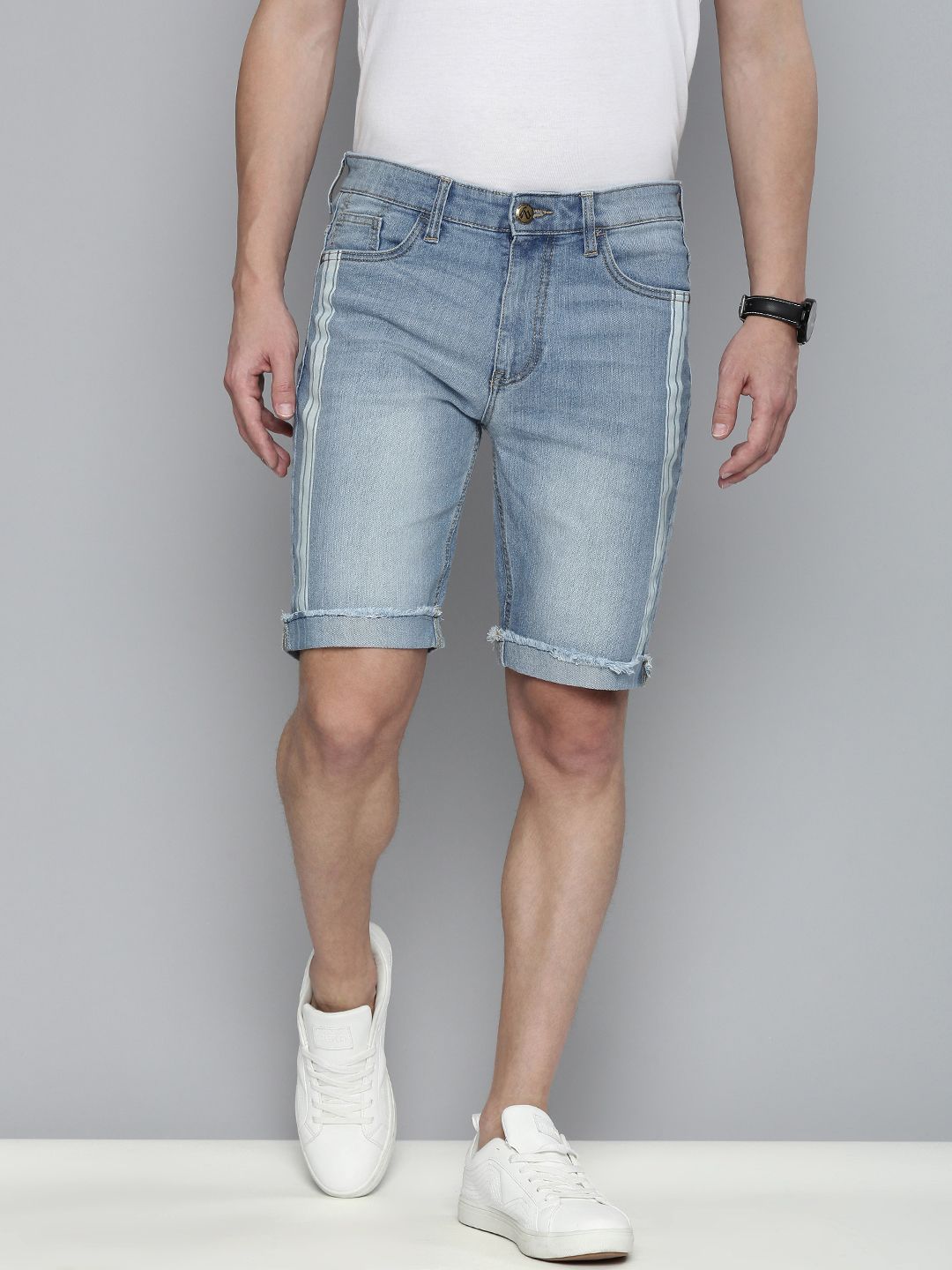 The Indian Garage Co Men Blue Slim Fit Denim Shorts