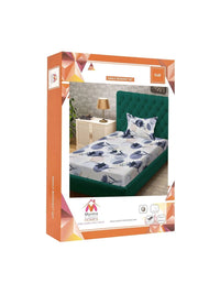 Myntra Elegant Homes White & Grey Floral 300 TC Single Bedsheet with 1 Pillow Covers