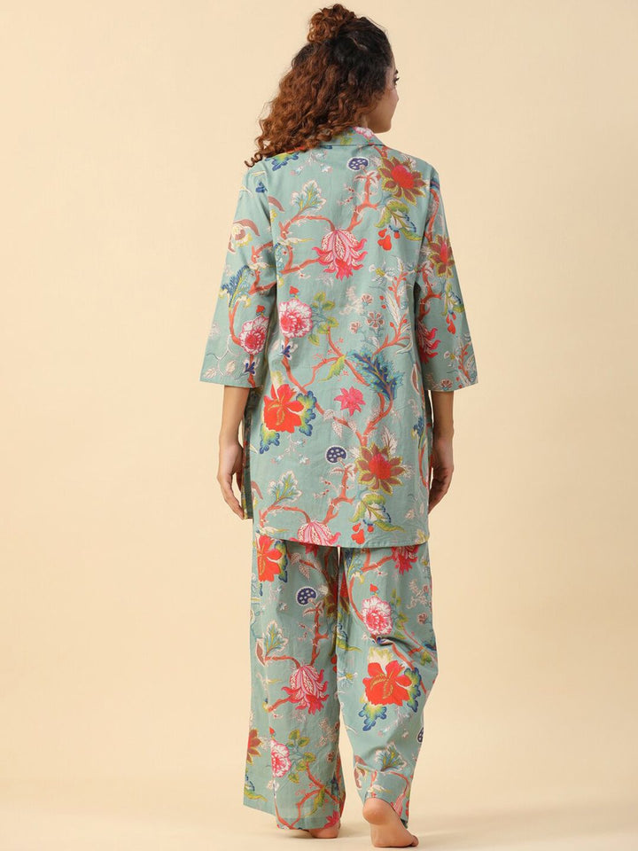 SANSKRUTIHOMES Floral Printed Pure Cotton Night Suit