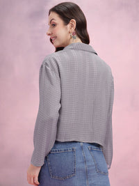 DressBerry Seersucker Checked Boxy Casual Shirt