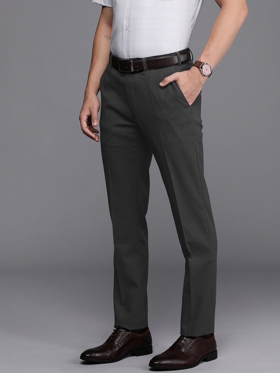 Raymond Men Mid-Rise Slim Fit Formal Trousers