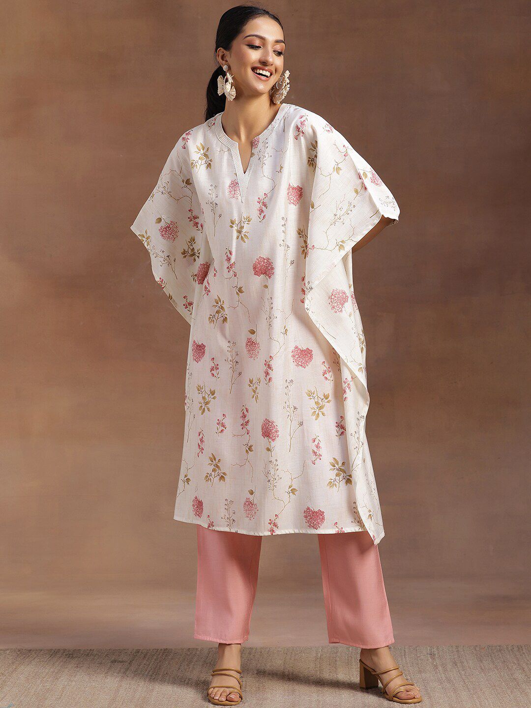 Libas Floral Printed Kimono Sleeves Tunic & Palazzo Co-Ords