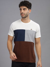 ADRO Colourblocked Leher Bulat Lengan Pendek Cotton T-shirt