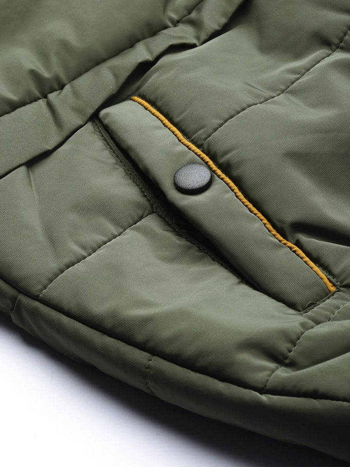 The Indian Garage Co Men Slim Fit Zip-Front Hooded Puffer Jacket