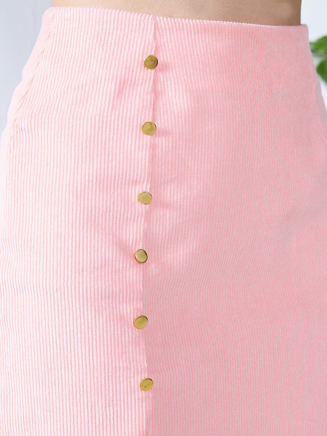 Berrylush Pink Pure Cotton High Rise Straight-Fit Mini Skirt