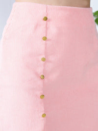 Berrylush Pink Pure Cotton High Rise Straight-Fit Mini Skirt
