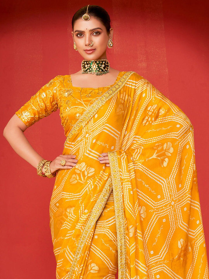 Saree mall Ethnic Motifs Printed Sequinned Pure Chiffon Sarees