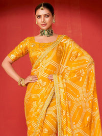 Saree mall Ethnic Motifs Printed Sequinned Pure Chiffon Sarees