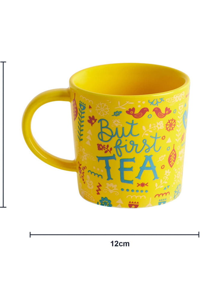 Chumbak Yellow Printed Ceramic Mug