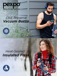Pexpo Extreme Blue Solid Stainless Steel Double Wall Vacuum Flask - 850ml