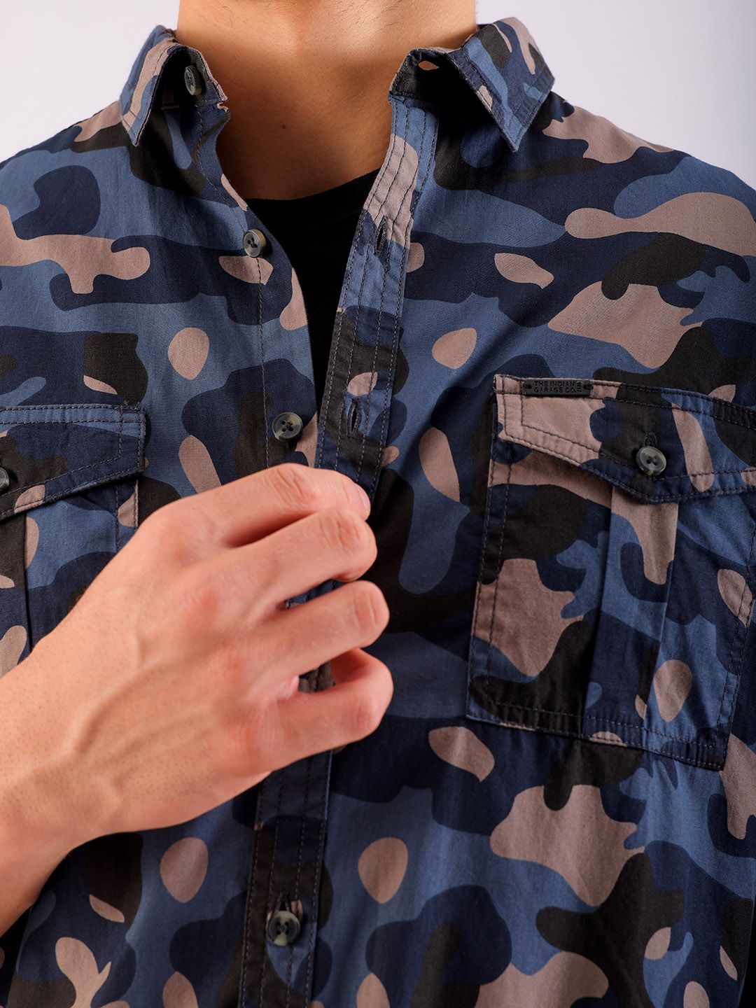 The Indian Garage Co Men Teal & Beige Printed Casual Shirt