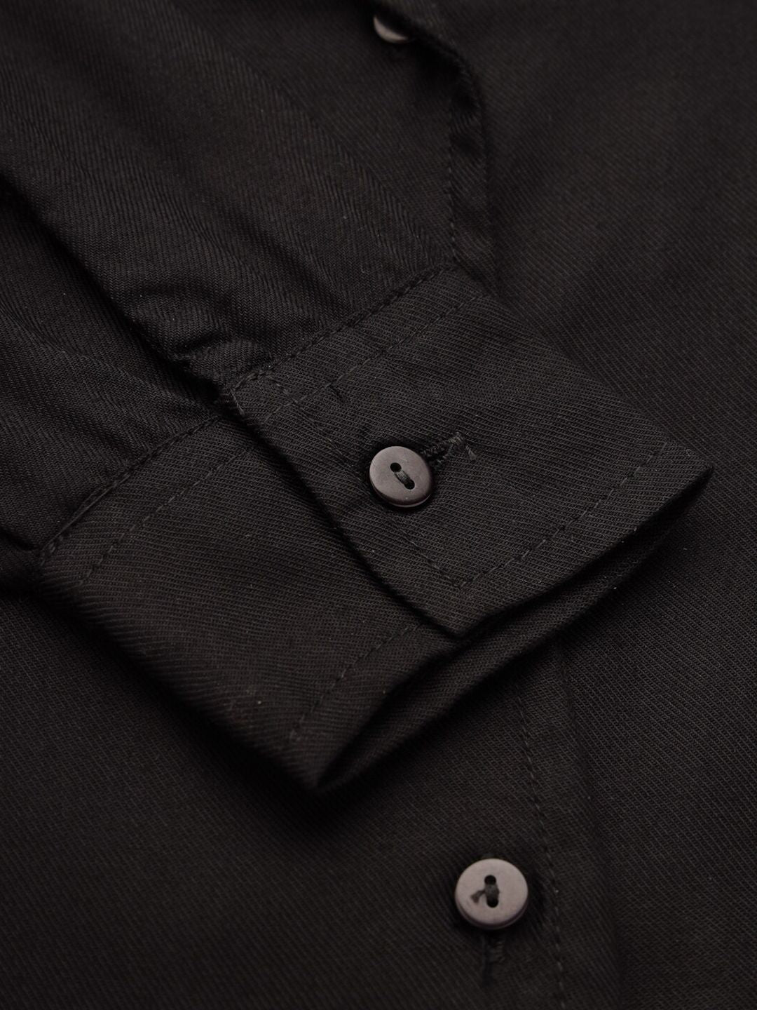 Style Quotient Black Cuban Collar Smart Cotton Formal Shirt