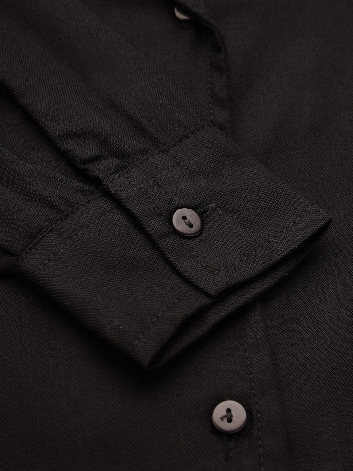 Style Quotient Black Cuban Collar Smart Cotton Formal Shirt