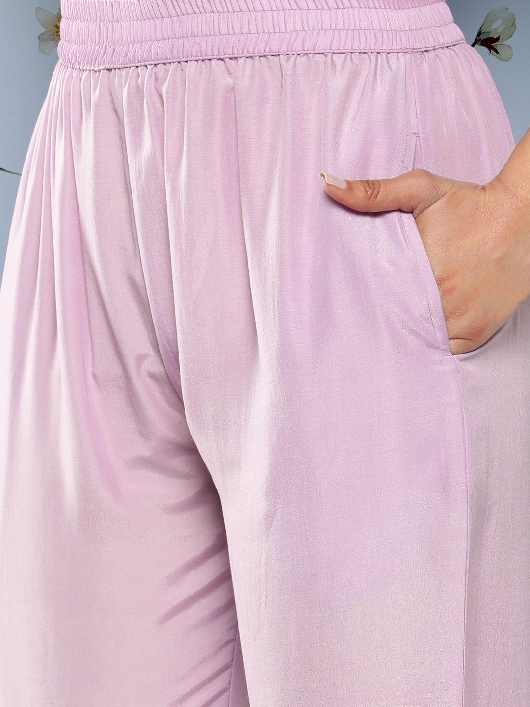 Libas Women Lavender Kurta with Trousers & With Dupatta