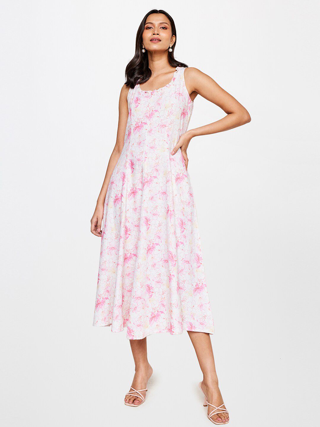 AND Floral Printed Fit & Flare Midi Dress