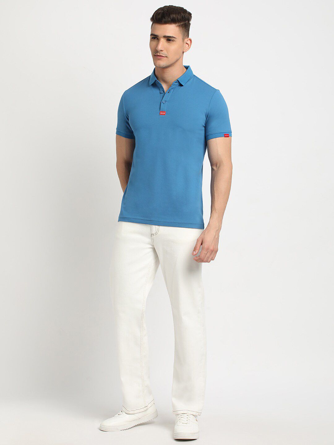 THE BEAR HOUSE Polo Collar Short Sleeves Slim Fit T-shirt