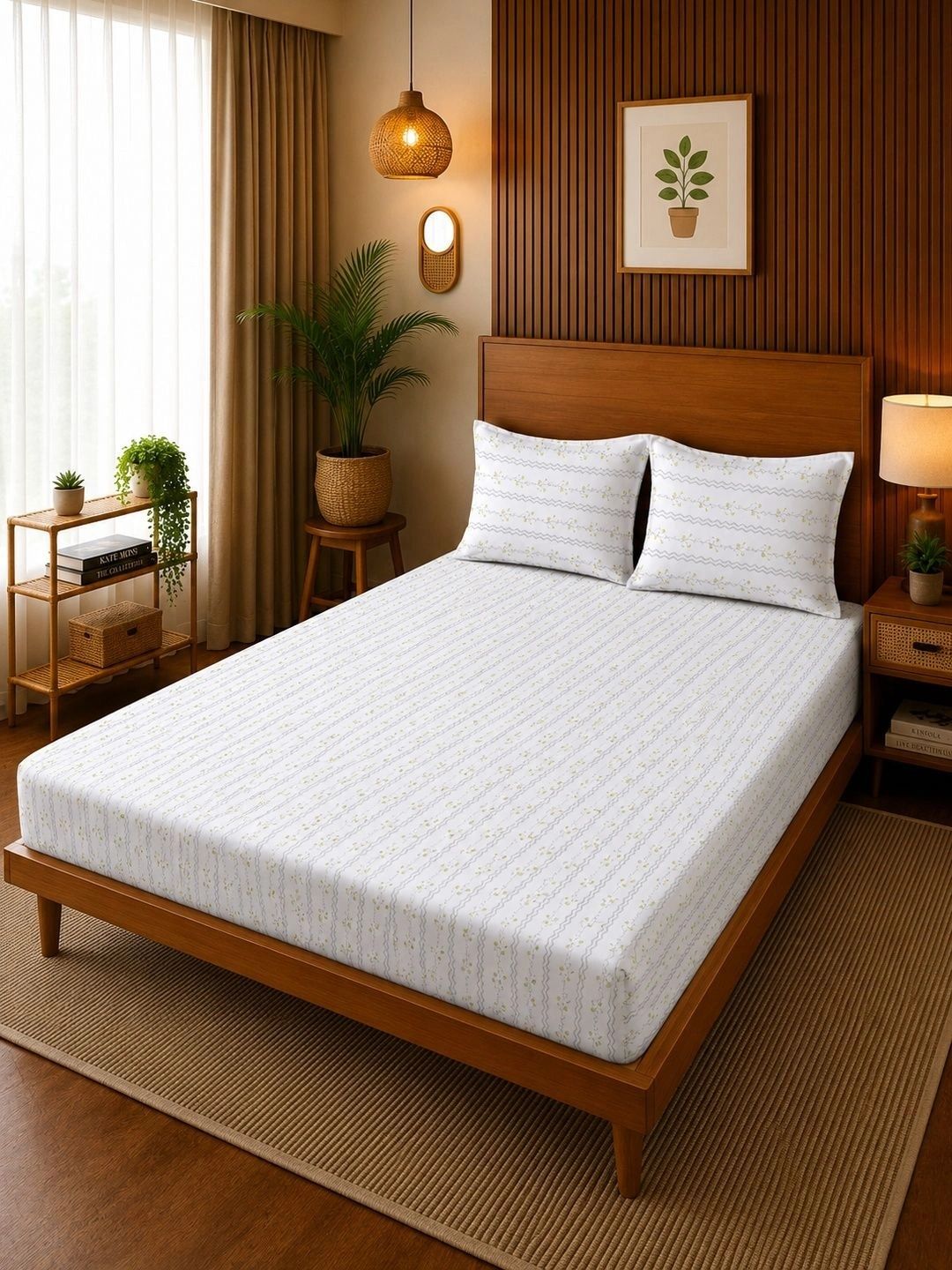 Moda Rapido X KLOTTHE Cadar Putih Bunga 400 TC dengan 2 Sarung Bantal