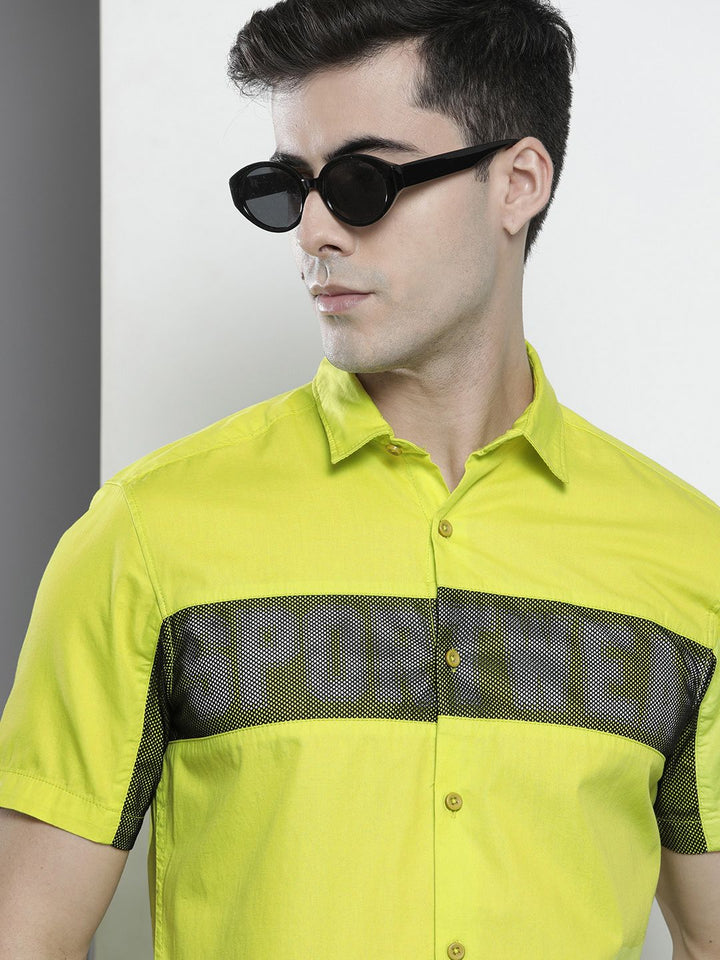 The Indian Garage Co Men Fluorescent Green Comfort Typography Printed Casual Shirt