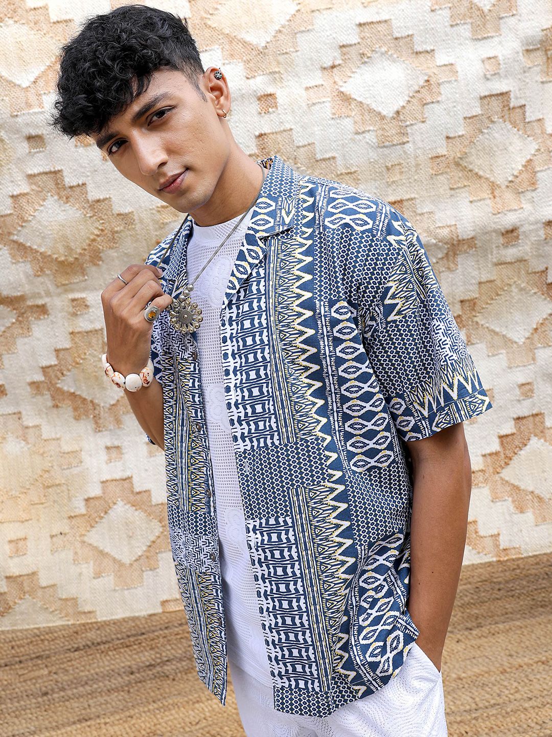 The Indian Garage Co Men Relaxed Fit Indie Printed Resortwear Shirt
