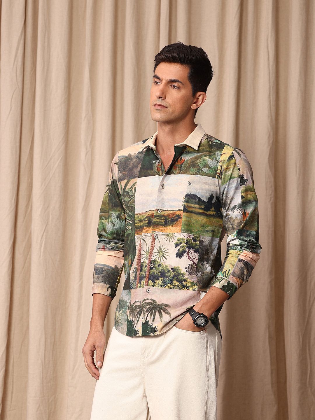 Mr Bowerbird Pure Cotton Tailored Fit Printed Casual Shirt