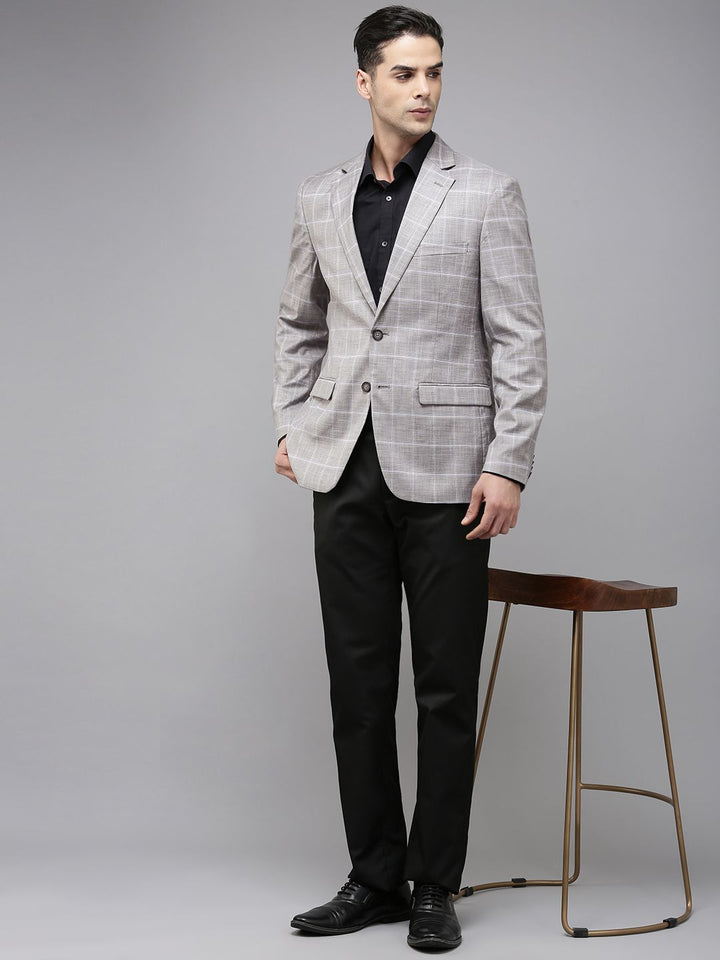 Park Avenue Checked Regular Fit Single-Breasted Formal Blazer