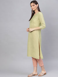SOJANYA Kurta Lurus Pepejal Hijau Wanita