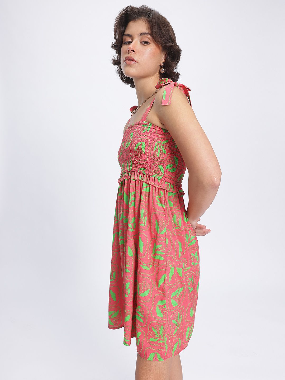DressBerry Floral Fantasy Smocked A-Line Dress